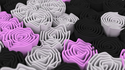 Fototapeta na wymiar Pattern from black, white and purple flowers