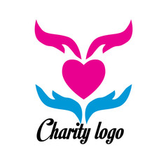 charity logo design with hand and heart icon