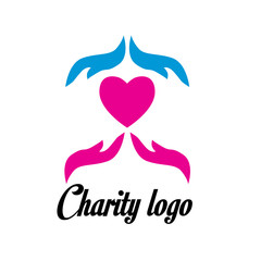 charity logo design with hand and heart icon