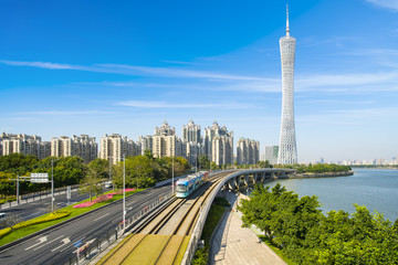 Fototapeta na wymiar Skyline of urban architectural landscape in Guangzhou