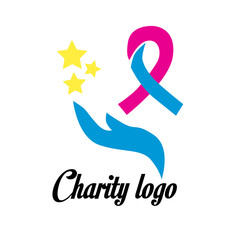 charity logo design with hand and heart icon