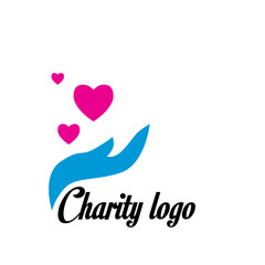 Obraz premium charity logo design with hand and heart icon