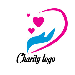 charity logo design with hand and heart icon