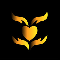 charity logo design with hand and heart icon