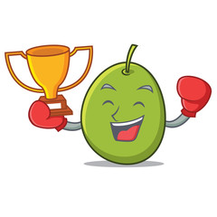 Boxing winner olive mascot cartoon style