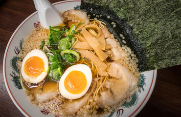 Japanese ramen noodles soup with pork meat, Kyoto, Japan