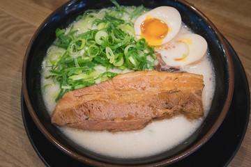Japanese ramen noodles soup with pork meat, Osaka, Japan
