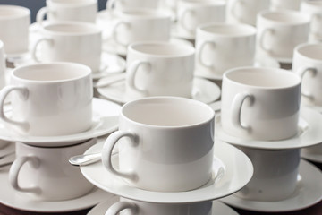 white tea saucers closeup