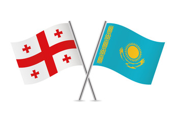 Georgia and Kazakhstan flags. Vector illustration.