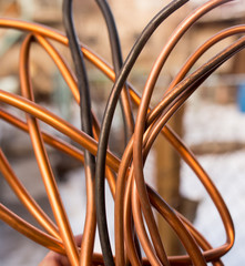 Red copper wire as background
