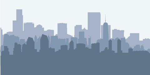 Morning City Skyline Vector Illustration