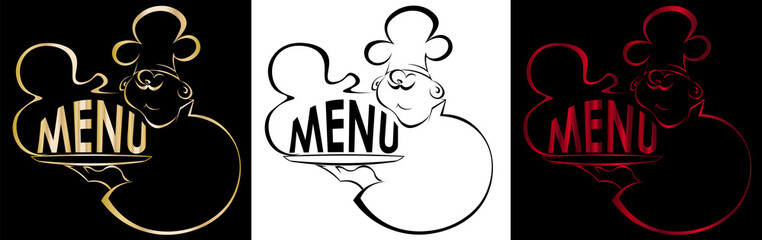 contour of the cook with a dish Menu logo