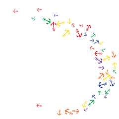 Pretty summer background with anchors. Anchor In Cartoon Free Style. Pattern Art Illustration Vector