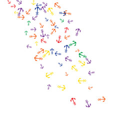 Pretty summer background with anchors. Anchor In Cartoon Free Style. Pattern Art Illustration Vector