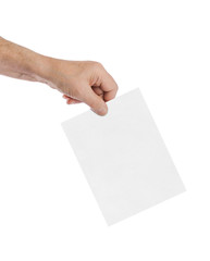 Hand with paper ballot