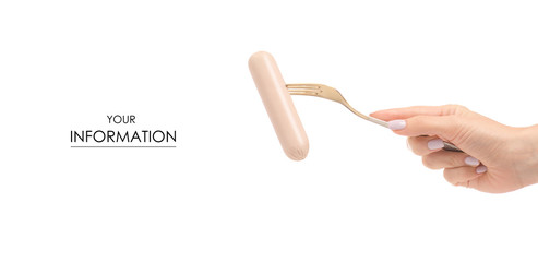 Sausage on fork in hand pattern