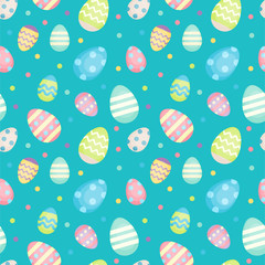 Easter eggs - decorated eggs vector seamless pattern in pastel colors. Background template