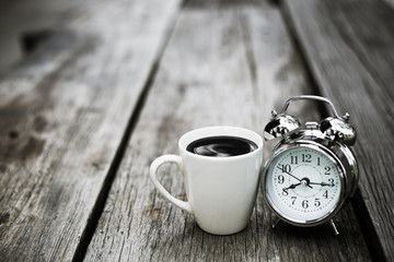 Retro Clock with cup of coffee