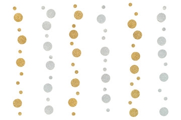 Gold and silver glitter dot paper on white background - isolated