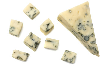 blue cheese isolated on a white background. top view