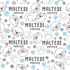 Dog breed collection : Seamless Pattern : Vector Illustration
