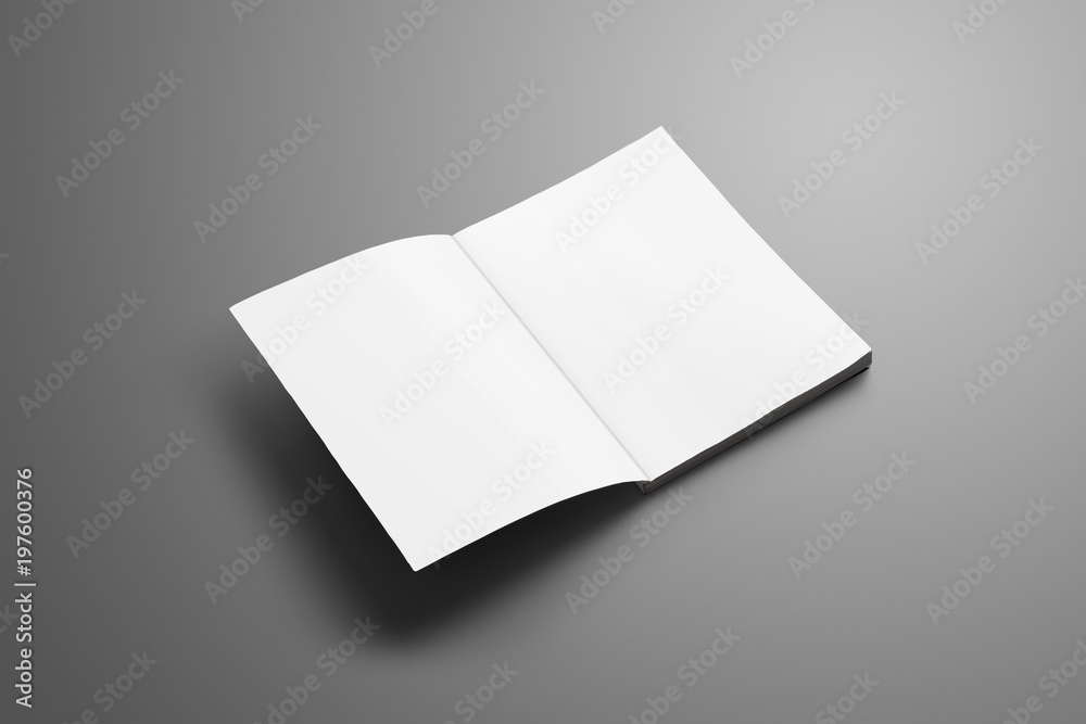 Poster Universal blank A4, (A5) catalog with soft realistic shadows isolated on gray background.