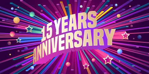 15 years anniversary vector icon, logo