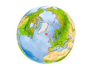 Fototapeta premium Iceland on globe isolated