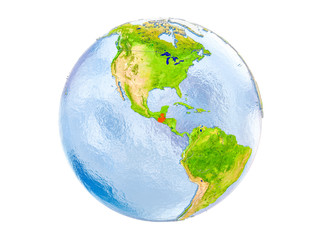 Guatemala on globe isolated