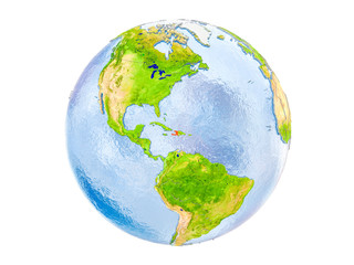 Haiti on globe isolated