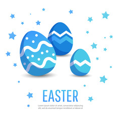 Fototapeta premium Easter card with painted eggs and stars