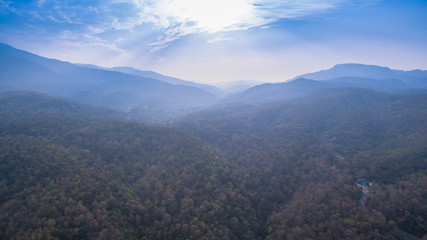 Obraz premium aerial photography above Mae Sa waterfall in Doi Suthep and Doi Pui national park,Chiang Mai,Thailand