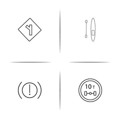 Cars And Transportation simple linear icons set. Outlined vector icons
