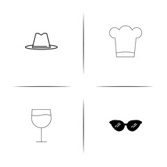 Dress And Clothes simple linear icons set. Outlined vector icons