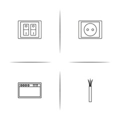Electrical simple linear icons set. Outlined vector icons