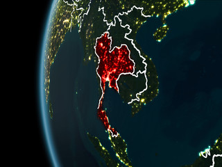 Thailand from space at night