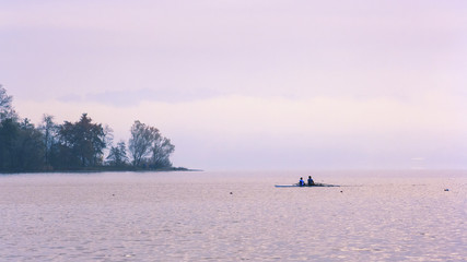 Naklejka premium A canoe on the lake