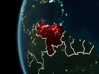 Venezuela from space at night