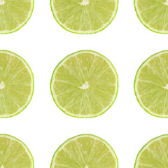 Lime slice. Seamless pattern. Isolated on white background