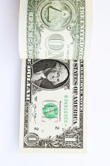 close up of banknote isolated on white background