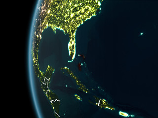 Bahamas from space at night