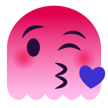 Kussmund mit Herz Emoticon - pinker Geist