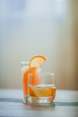 Alcohol drinks on light background 