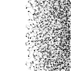 Vector Confetti Background Pattern. Element of design. Music Signs on a black Background