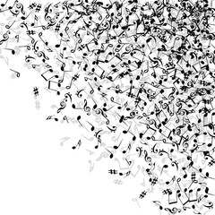Vector Confetti Background Pattern. Element of design. Music Signs on a black Background