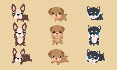 Breed character set cute puppy