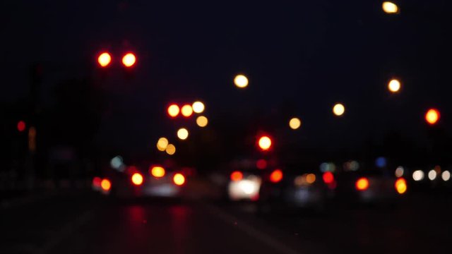 vehicle car driving on night road, blur defocused transportation scene