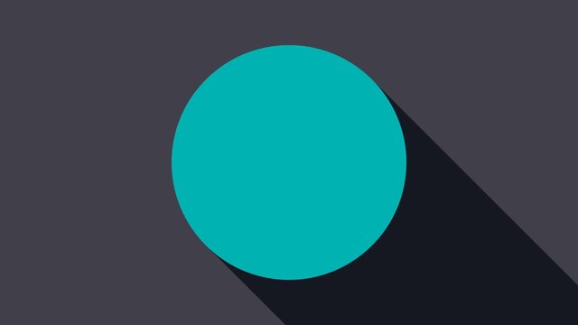 Circle with long shadow, bright abstract computer generated backdrop, 3D rendering