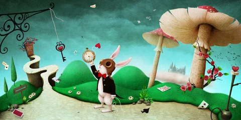  Conceptuele fantasieachtergrond voor illustratie of poster of fotobehang met verhaal Wonderland © annamei