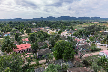 Fototapeta na wymiar View on village Manaca Iznaga from tower. Valle De Los Ingenios. Cuba
